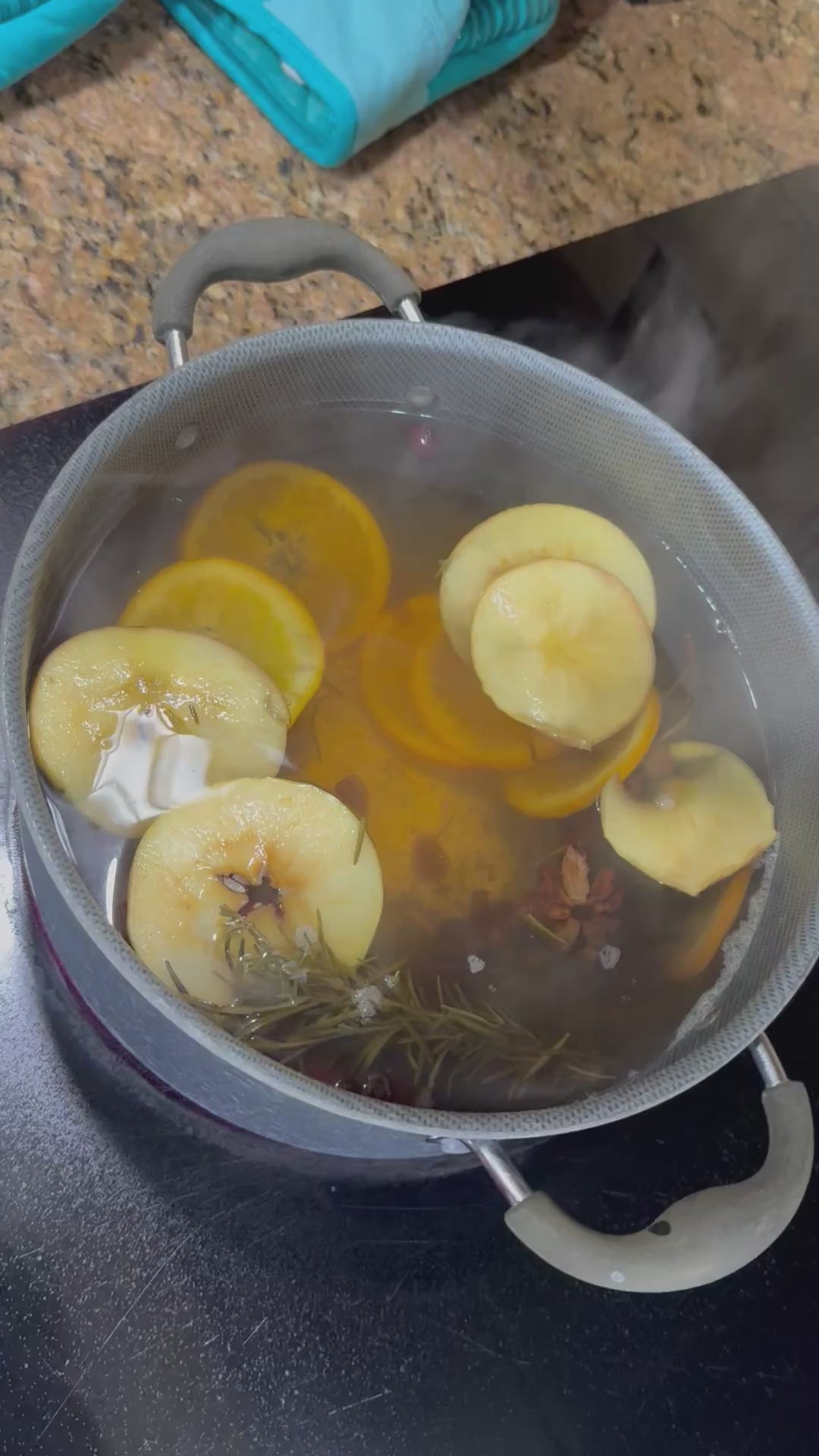 Video of fruit and spices boiling
